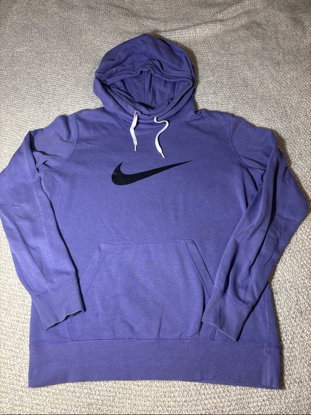 Nike Violet Purple Funnel Neck Pullover Hoodie Sweatshirt Black Swoosh - Picture 2 of 11